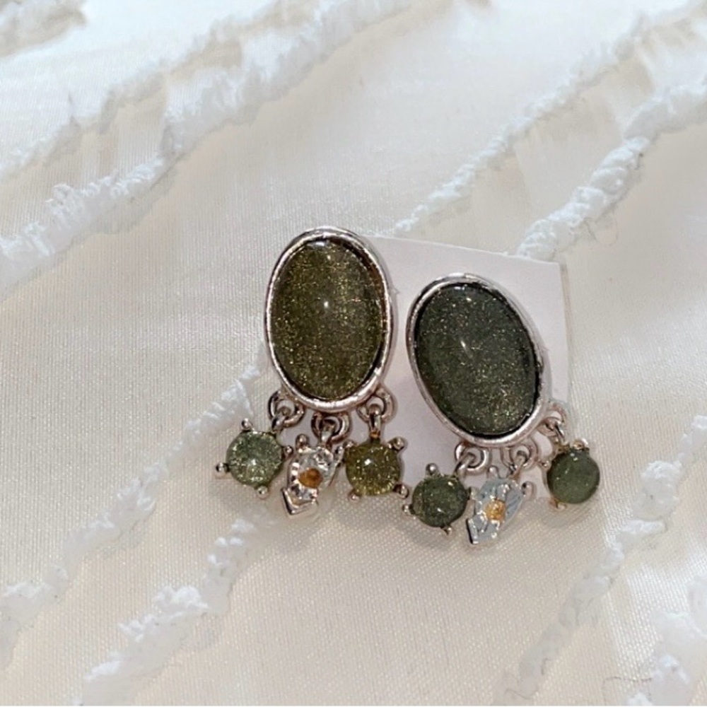 Elegant Silver and Green Dangle Earrings
